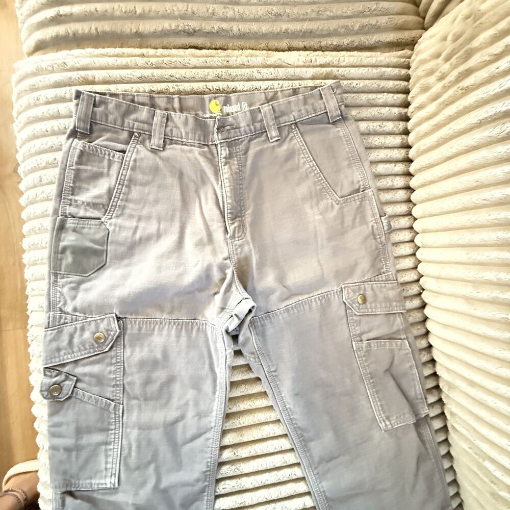 Carhartt Ripstop Flannel Lined Cargo Work Pants Gravel Men’s 34x30